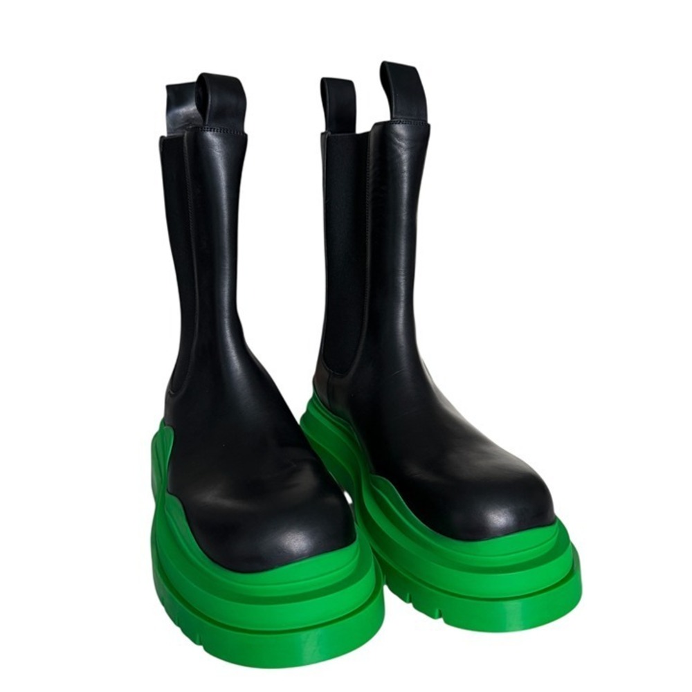 Bottega Veneta 630284 Military Calf Black Leather BV Green Black Tire Boots, 44+ - Picture 4 of 12